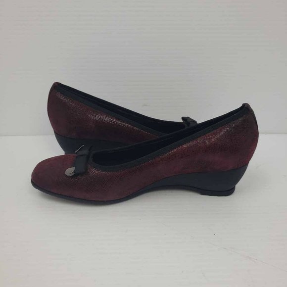 Munro American Womens Randa Heels Deep Wine Leather Textured Slip On Low 6 M New - Picture 5 of 16